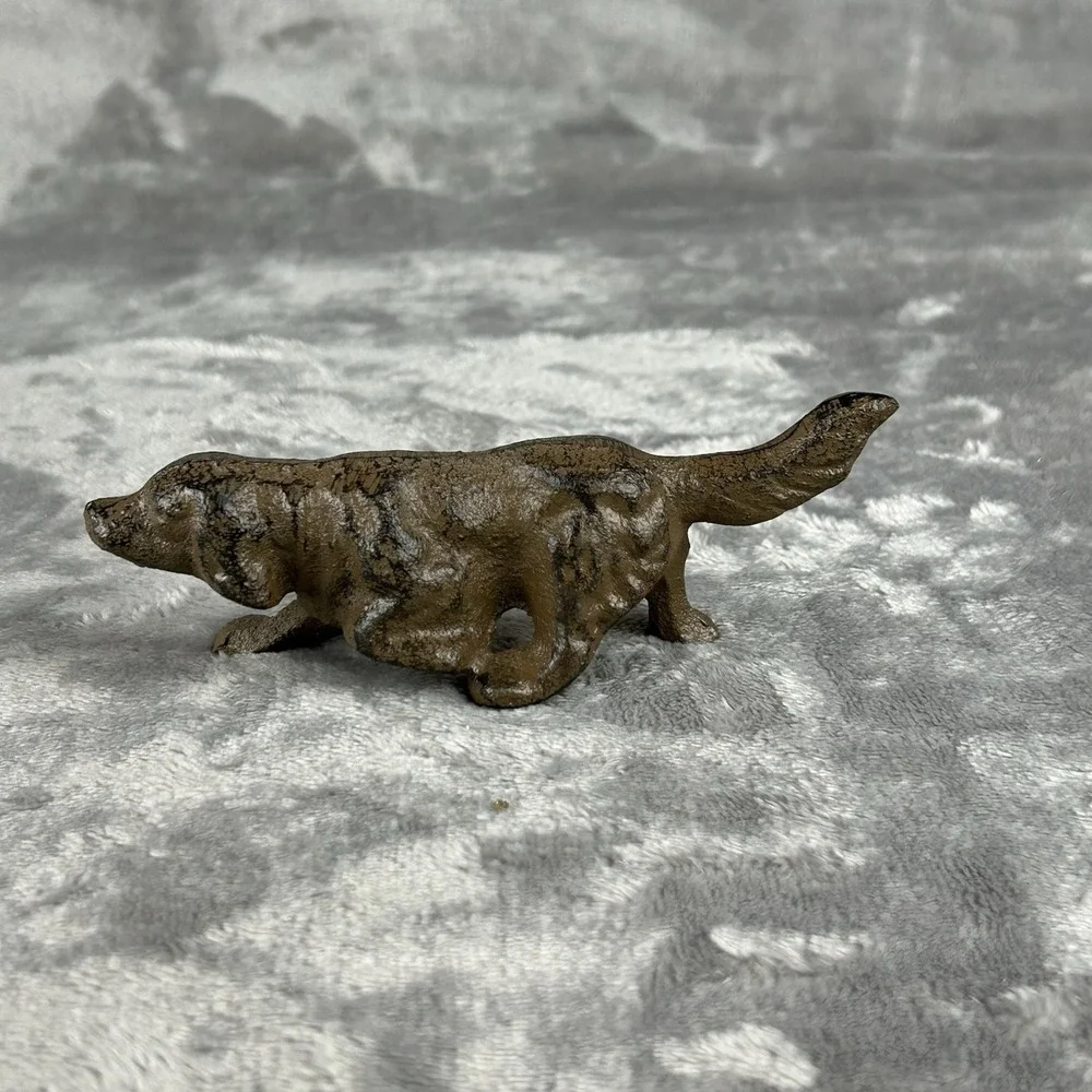 Vintage Cast Iron Pointer Dog Irish Setter? Small ~5-3/8 in Heavy Paperweight
